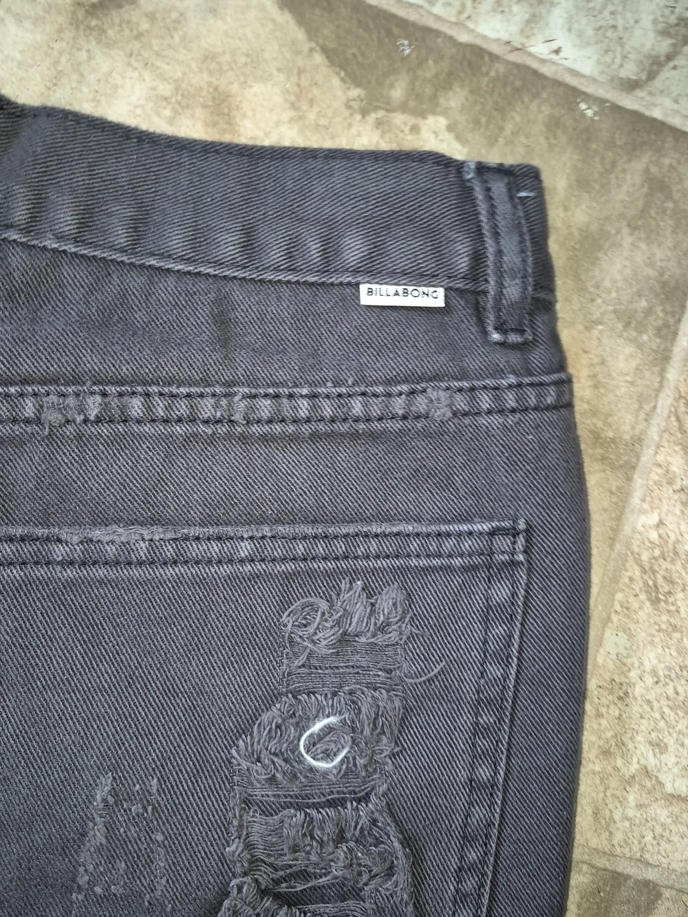 Billabong Black Distressed Frayed Denim Shorts